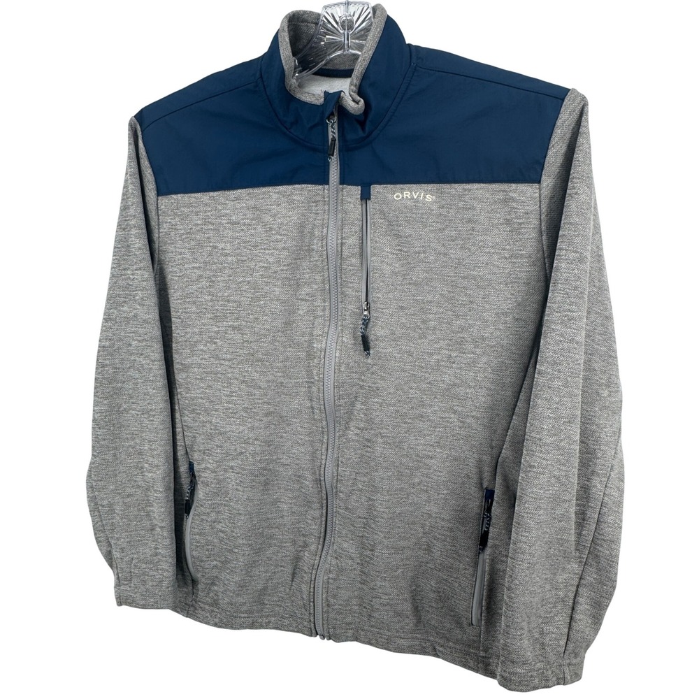 Orvis Full Zip Jacket‎ Mens XL Classic Collection Gray Blue Trim